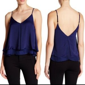 Navy Double Layer Flutter Cami Size S